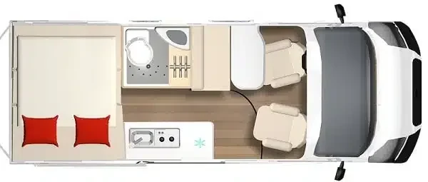 Plan d'aménagement du Fourgon 4x4 Toit Relevable